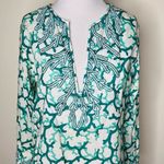 Barbara Gerwit White and Teal Beaded Cover Up Tunic Green Size M Photo 1