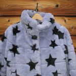 NWT NVLT Women's Short Pile Faux Fur Star Print Jacket Purple Size XS Photo 5