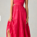 Anthropologie New! Let Me Be Cutout Tiered Dress in Magenta, women size XS Photo 0