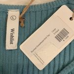 Wishlist NWT ruched ribbed sweetheart knit top dusty aqua junior large Photo 2