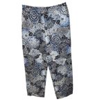 Talbots  Stretch Blue Black‎ White Floral Ankle Pants 14 Cotton Spandex Blend Photo 1