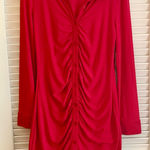 No Boundaries NWT Cherry Red Collar Button-Down Ruched Bodycon Minidress Juniors Size Large Photo 0