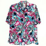 Vintage Pink Travel Vacation Themed Hawaiian Shirt Pink Photo 0
