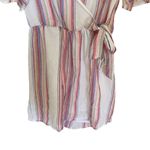 Harper  Heritage faux wrap Striped White Linen blend Romper size small Photo 2