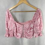 Saylor Gem Crop Puff Sleeve Blouse Top Size Medium Bubblegum Photo 2