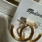 Madewell New Abstract Ribbed Thick Hoop Earrings Vintage Gold Titanium Posts Photo 1