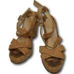 Christian Loboutin Cork Ankle Strap Wedge Block Heel Sandals Shoes Size: 38 / 8 Tan Size undefined Photo 0
