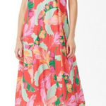 Chico's  Tropical Floral Midi Dress Sz US 4 Resort Vacation Cruise Beach Colorful Photo 0