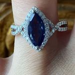 Natural Iolite Moissanite Marquise Ring Size 8 Blue Photo 0