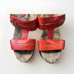 Coach Jonah Leather Wooded Wedge Sandals Women' s Orange Gold sz 7B Photo 7