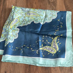 Floral Patterned Silk Scarf Blue Photo 0