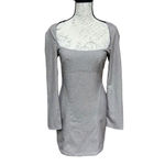 ZARA  Mini Shift Dress Brown Plaid Long Sleeve Square Neck Business Casual Sz M Photo 3