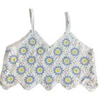 Wowo Women’s Size S Crochet Granny Square Tank Top White Yellow Blue Cottagecore Photo 1