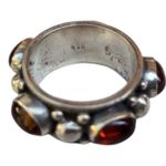 Vintage Sterling Silver Amber Cabochon Ring Sz 7 Photo 4