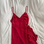 Lulus  Manhattan Moment Berry Pink Ruffled Midi Wrap Dress Size S Photo 2