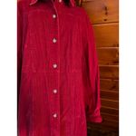 Vintage 80s 90s Maroon Red Corduroy Maxi Shirt Dress / Duster sz 16 Cottagecore Photo 1