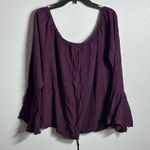 Kendall + Kylie Blouse Maroon Size M Long Bell Sleeves Top Photo 3