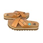 REEF New!  Kaia Cross Tan Cushion Bloom Platform Cork Crisscross Sandals - Size 8 Photo 4