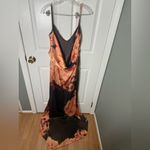 House Of CB  Mariamma Dark Brown Floral Printed Satin Maxi Dress M Photo 8