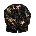 Bandolino Blazer Jacket Black Peach Brown Floral Metallic Wide Collar Size 10 Photo 7