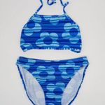 Vintage 90s Sand N Sun Blue Retro Flower Bikini Swimsuit Size M Photo 2