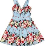 Jessica Simpson Floral Blue Pinup Style Dress Sz 4 Photo 2