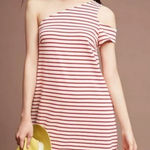 Anthropologie  Maeve Red‎ White Striped One Shoulder Dress Size Small Photo 0