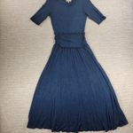 Bordeaux Space-Dye Knit Maxi Dress Womens Large Blue Black Boatneck Stretch Photo 8