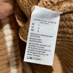 American Eagle AE Heritage Cozy Sweater in Tan with White Stripes Crop Length Size Large Photo 5