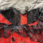 red black Jacquard baroque Lace Trim Off Shoulder Corset Top Bustier corset 3XL Size 3X Photo 8