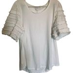 Chico's  size 2 white short sleeve top with textured sleeves NEW Photo 0