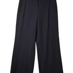 Armani Collezioni Pants Womens 10 Black Wide Leg Wool Trousers Made Italy Office Photo 14