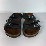 Cliffs White Mountain Footbeds 3 Strap Sandals Black faux Leather  Women’s Size 8 Photo 1