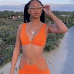 I am gia I.AM.GIA Lucid Set Cutout Crop Top Pants Orange Medium EUC Photo 8