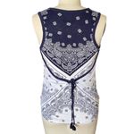 Lucky Brand  Boho Bandana Blue White Paisley Sleeveless Summer Blouse Size SMALL Photo 2