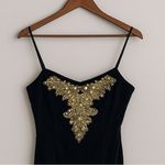 Alex Evenings VTG  Velvet Dress and Bolero Black Gold Embroidered Holiday Glam 14 Photo 4