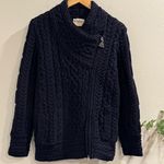 SAOL Ireland NWOT Small Navy Wool Cable Knit Fisherman Asymmetrical Zip Sweater Blue Photo 0