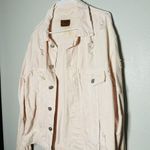 Lucky Brand light Pink Denim Distressed Button Front Collared Crop Jacket Size S Photo 4