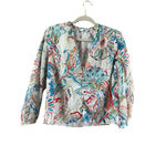 ZARA Women's White Multi-Color Floral Blouse Size S Photo 6