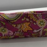 Ralph Lauren Vachetta Leather Paisley Canvas Purse Handbag Round Bamboo Handle Pink Photo 5