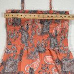 Buddy Love Dress Women's Large Orange Paisley Smocked Spaghetti Strap Ruffle Hem Photo 7