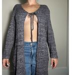 Vintage Gray Front Tie Long Sweater Cardigan Size Medium Photo 3