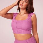 Band of the Free Isla Linen Blend Corset Crop Top Purple Photo 0