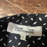 Diane Von Furstenberg  Women's Collarless Shirt Button Up Black Dot Top P Photo 3