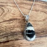 925 Sterling Silver White buffalo Turquoise Necklace Womens Gemstone Jewelry Black Photo 2