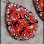Halloween Scene Teardrop Metal Earrings Orange Photo 1