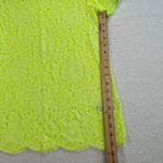 Madewell Neon Green Lace Tunic Top Womens X-Small Short Sleeve Scallop Hem Sheer Photo 3
