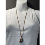Fashion Red Green Rhinestone Enamel Watermelon Necklace Long Photo 1