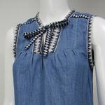 J.Crew  Washed Chambray Jacquard Print Trim Tie Neck Dress Size Small Photo 3