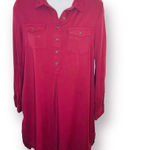 Old Navy  Half Button Down Tunic Shirt Dress Pinot Maroon Red S Photo 0